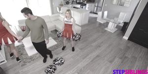 Cheerleading stepsister & BFF Make Me Cum On Their Pom Poms S10:E9